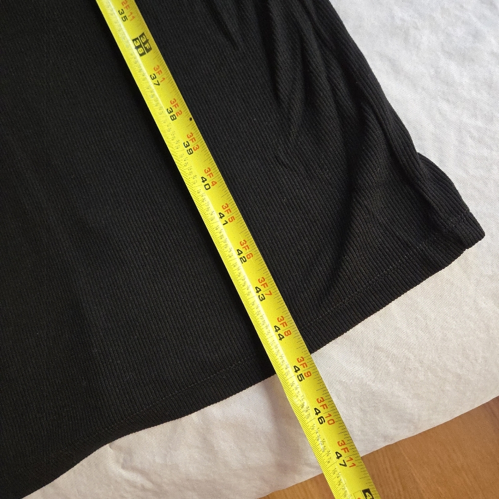 Marine Layer Black Lexi Rib Mock Neck Midi Dress Tencel Short Sleeve Fall - Picture 3 of 13